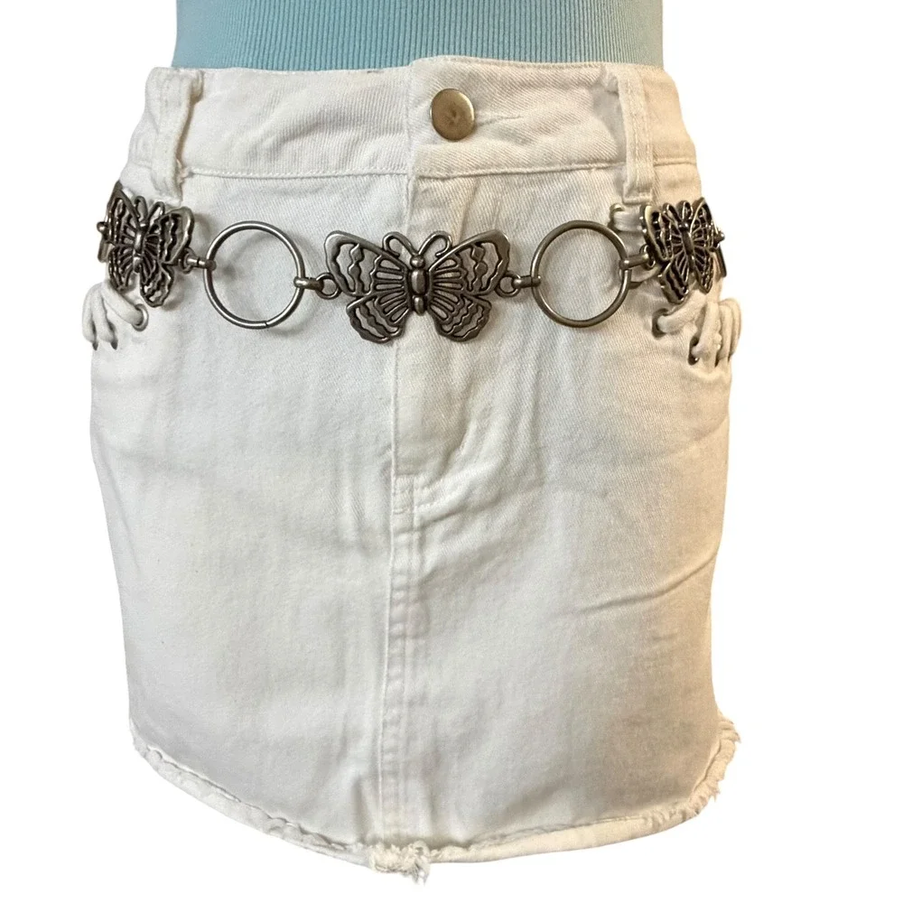 Butterfly Chain‎ O-Ring Belt Silver Tone Adjustable Y2K Fairycore OS Streetwear